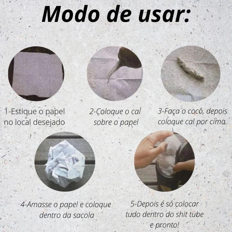 Shit Tube Pote Coletor Porta Dejeto 1 Litro + Kit Reposicao